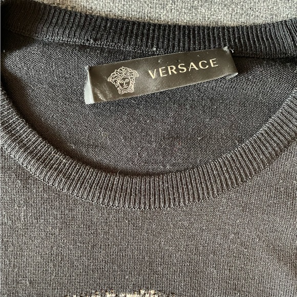Versace Black & Cream Wool Medusa Sweater IT50 - Picture 4 of 6